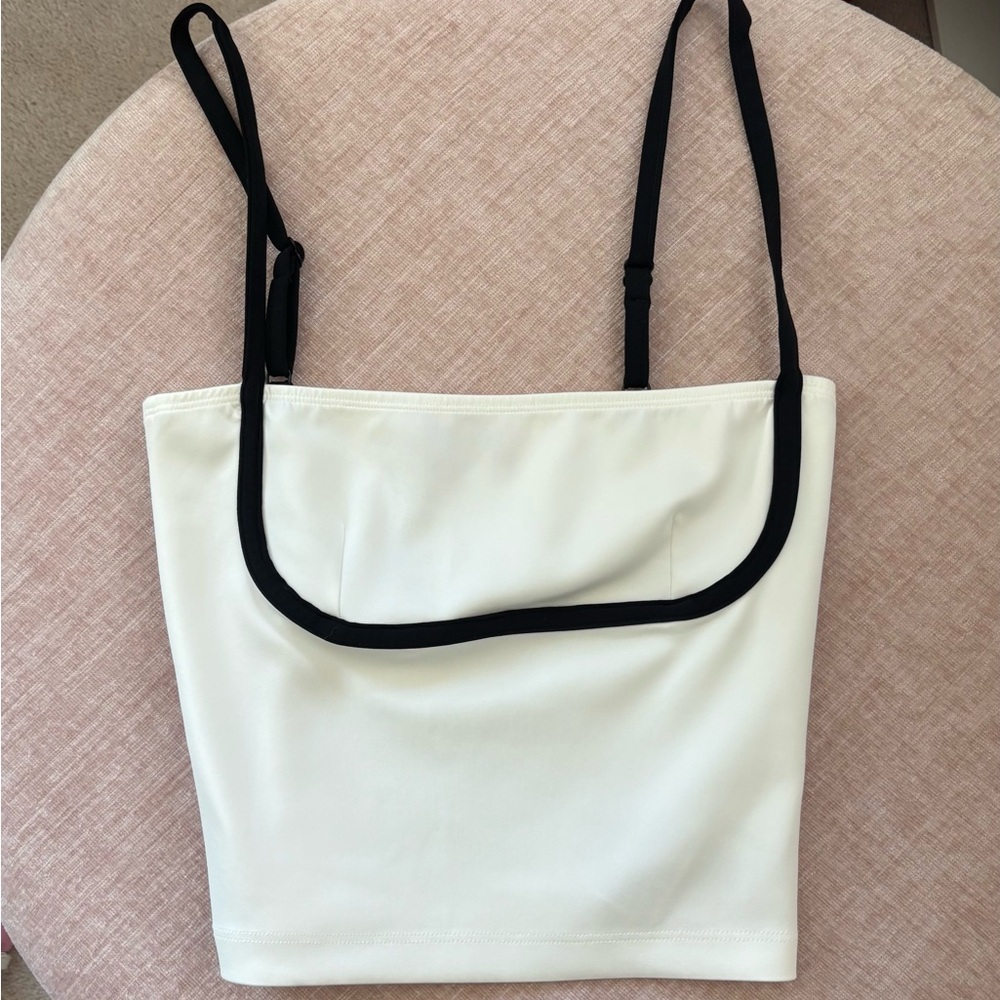 Edikted White Crop Top with Black Trim